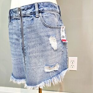 Garage zip front denim skirt